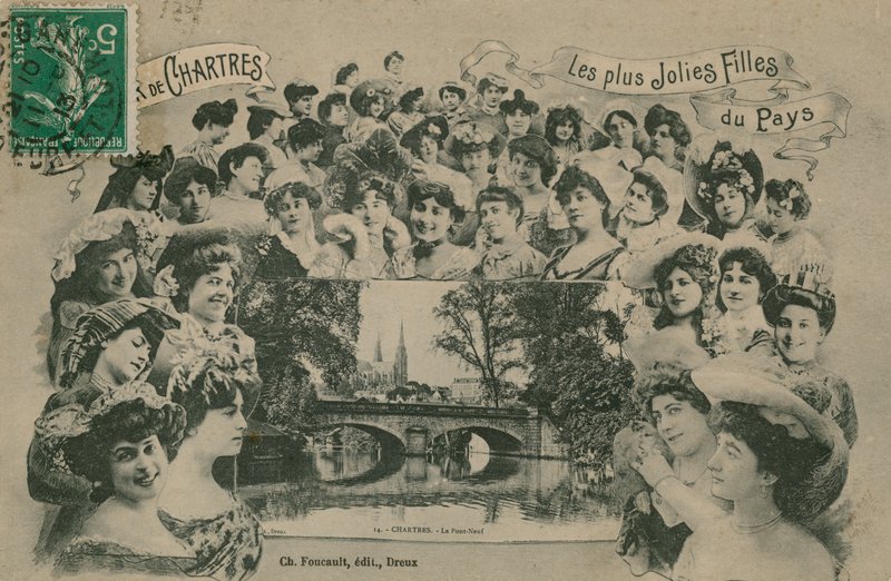 Chartres, as garotas mais bonitas da região. Postal enviado em 1913. de French Photographer