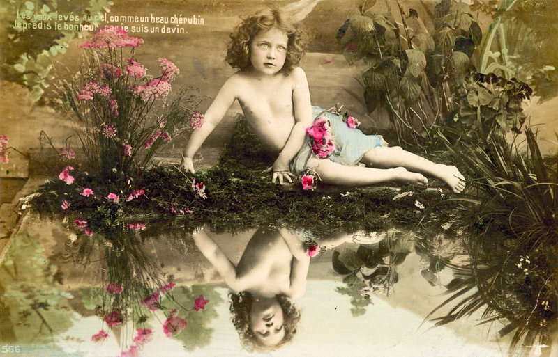 Criança, com, reflexão, em, piscina de French Photographer
