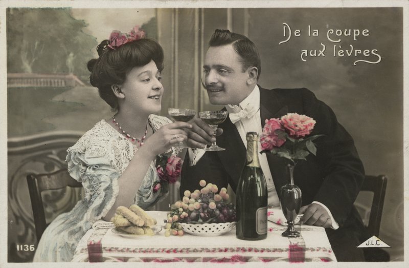 Par, bebendo, champanhe de French Photographer