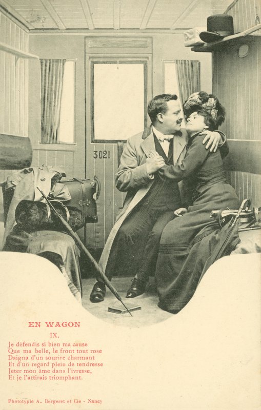 Casal fazendo amor em um compartimento de trem de French Photographer