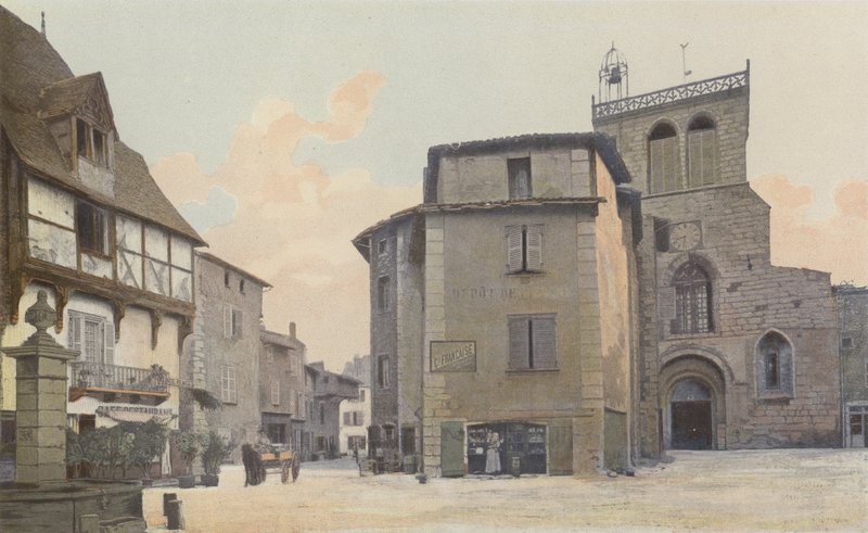 Courpiere, Igreja, Fachada O e Praça de French Photographer