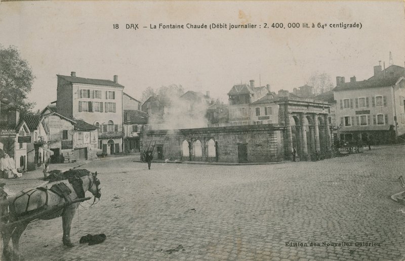 Dax - nascente de água quente (fluxo diário: 2400000 litros a 64 graus centígrados). Postal enviado em 1913. de French Photographer