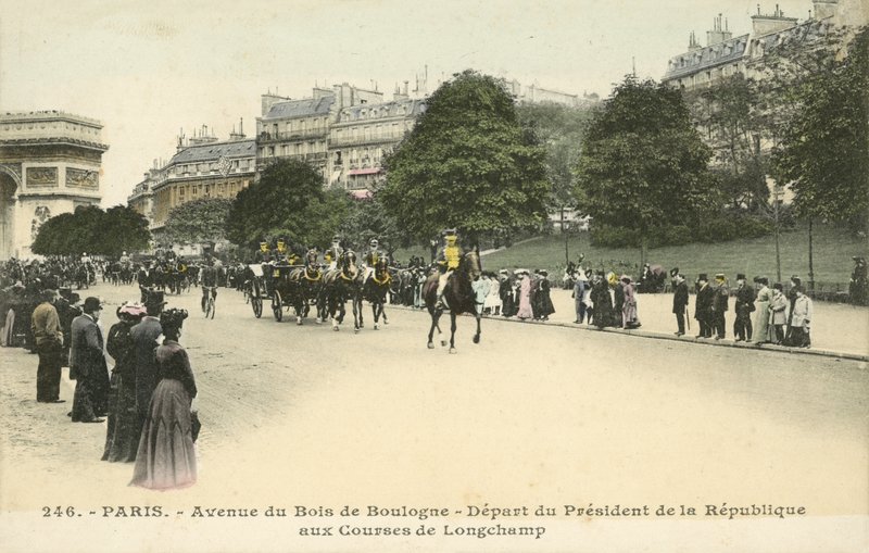Partida do Presidente da França, Longchamp Racecourse, Paris (foto a cores) de French Photographer