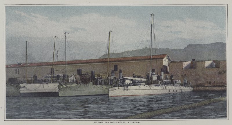 Destroyers in Toulon harbour, França (foto a cores) de French Photographer
