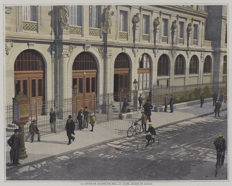 Fim do dia escolar às quatro horas, Lycee Janson de Sailly, Paris (foto a cores) de French Photographer