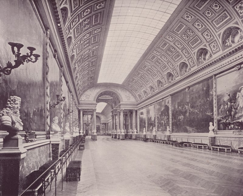 Galeria de Batalhas, Palácio de Versalhes (foto a p/b) de French Photographer