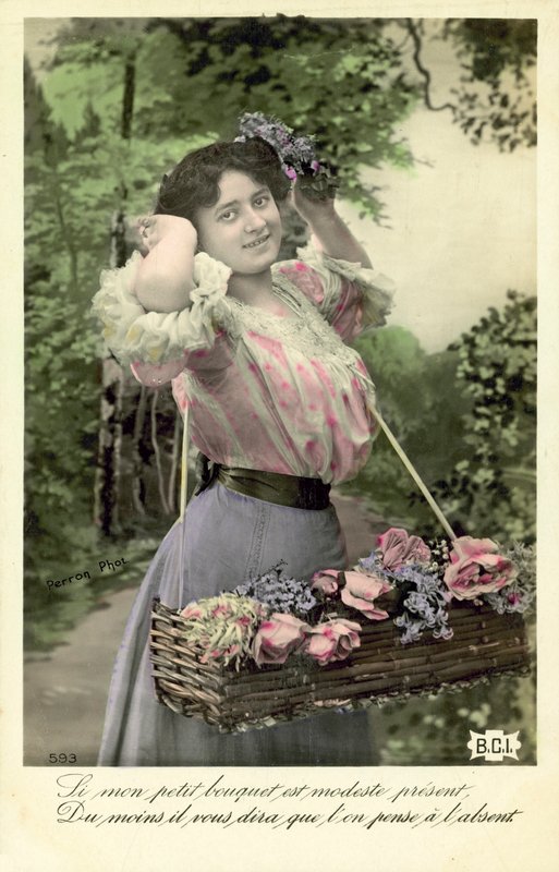 Menina, com, flores, para, venda de French Photographer
