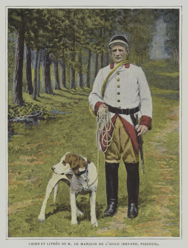 Caçador e caçador na cavalariça da caça do Marquês de l