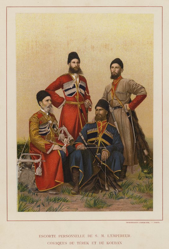 Exército Russo: Escolta Pessoal de S.M. O Imperador, Cossacos de Terek e Kuban (foto) de French Photographer