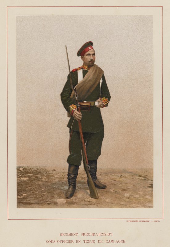 Exército Russo: Regimento Preobrazhenskiy, NCO em Vestimenta de Campo (foto) de French Photographer