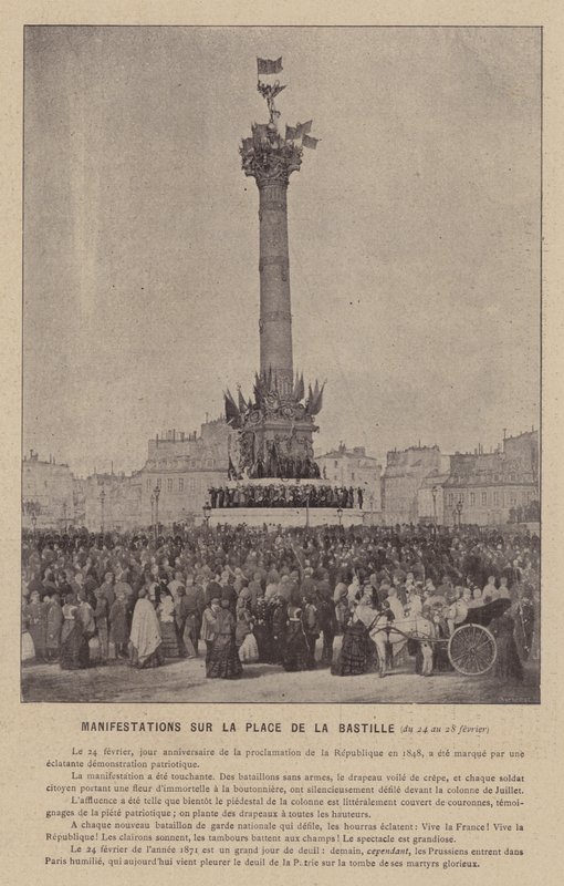 La Commune de Paris, Manifestations Sur La Place De La Bastille, 24-28 de fevereiro (foto a p/b) de French Photographer