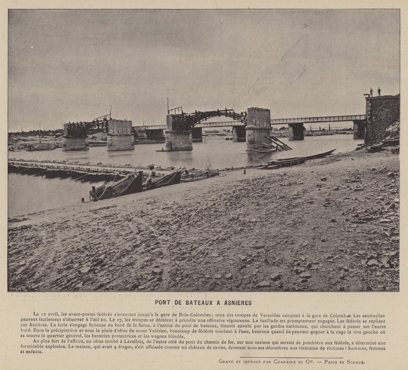 A Comuna de Paris, Pont De Bateaux A Asnieres (foto a p/b) de French Photographer