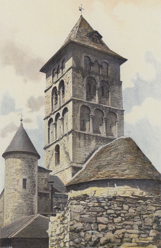 Livernon, igreja, torre sineira, e, abside de French Photographer