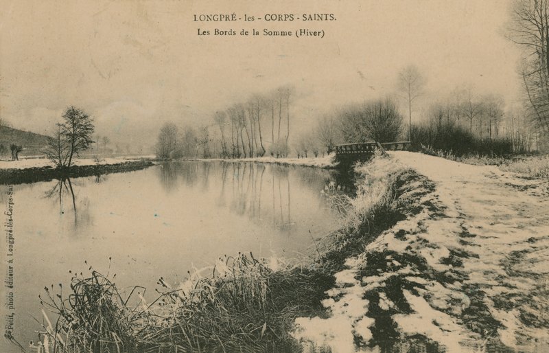 Longpre-les-Corps-Santos - as margens do Somme no inverno. Postal enviado em 1913. de French Photographer