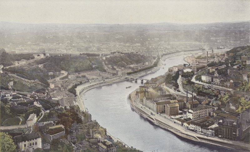 Lyon, La Saone e Pont Serin, visto das alturas de Fourvière de French Photographer