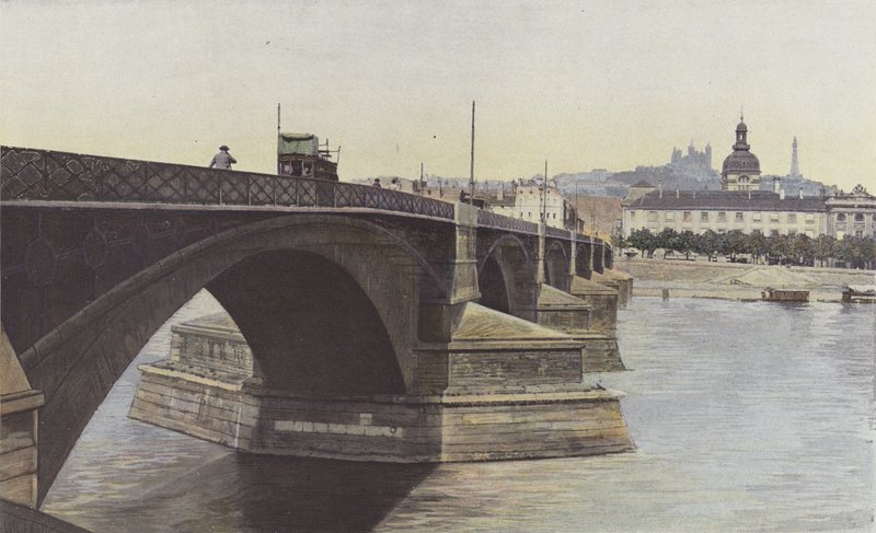 Lyon, Ponte Guillotiere e Igreja do Hotel-Dieu de French Photographer