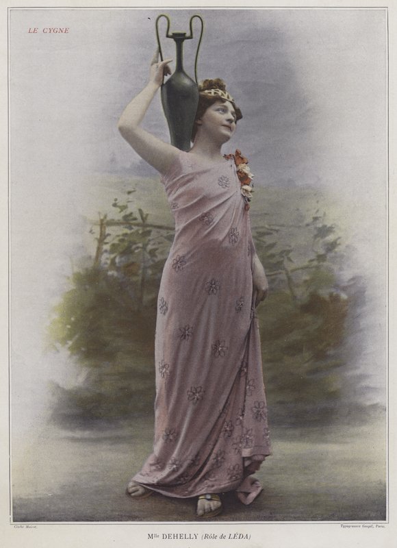 Mademoiselle Dehelly como Leda no cisne (foto colorida) de French Photographer