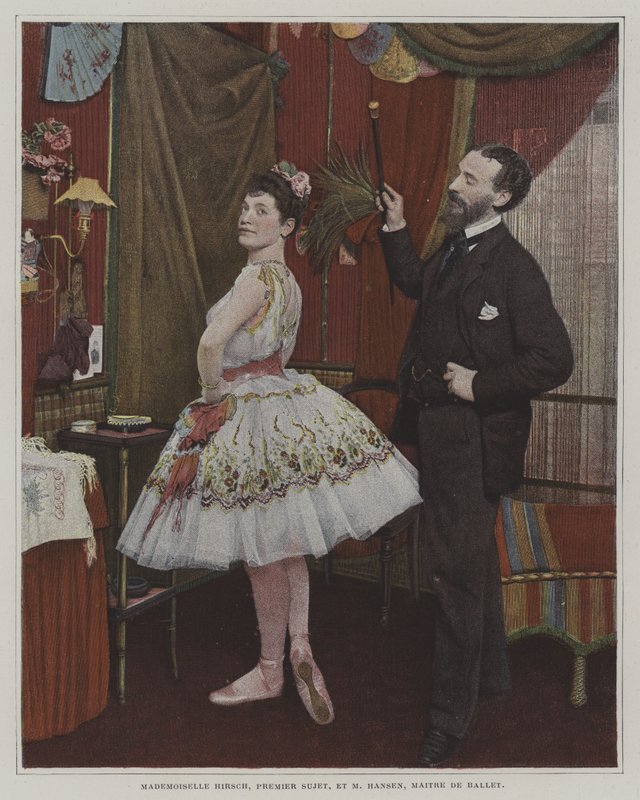 Mademoiselle Hirsch, bailarina, e Joseph Hansen, mestre de ballet belga (foto colorida) de French Photographer