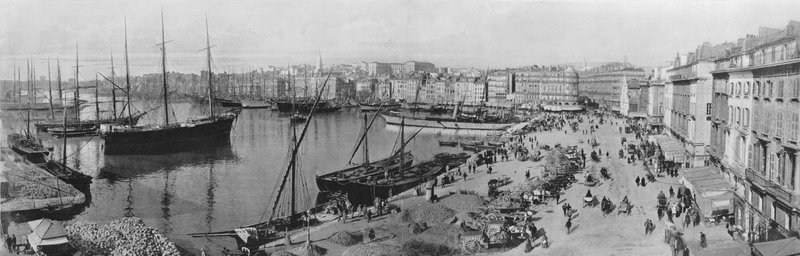 Marselha - O Velho Porto e o Quai de la Fraternite (foto a p/b) de French Photographer