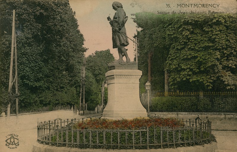Montmorency - estátua de Jean-Jacques Rousseau. Postal enviado em 1913. de French Photographer