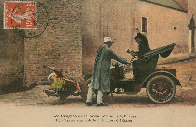 Acidente de carro. Postal enviado em 1913. de French Photographer