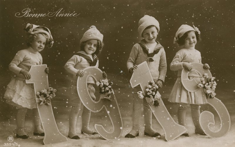 Cartão postal de saudações de ano novo, enviado em 1913 de French Photographer