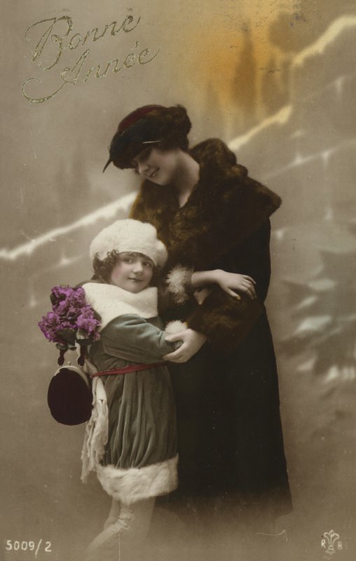 Cartão de ano novo com mãe e filha de French Photographer