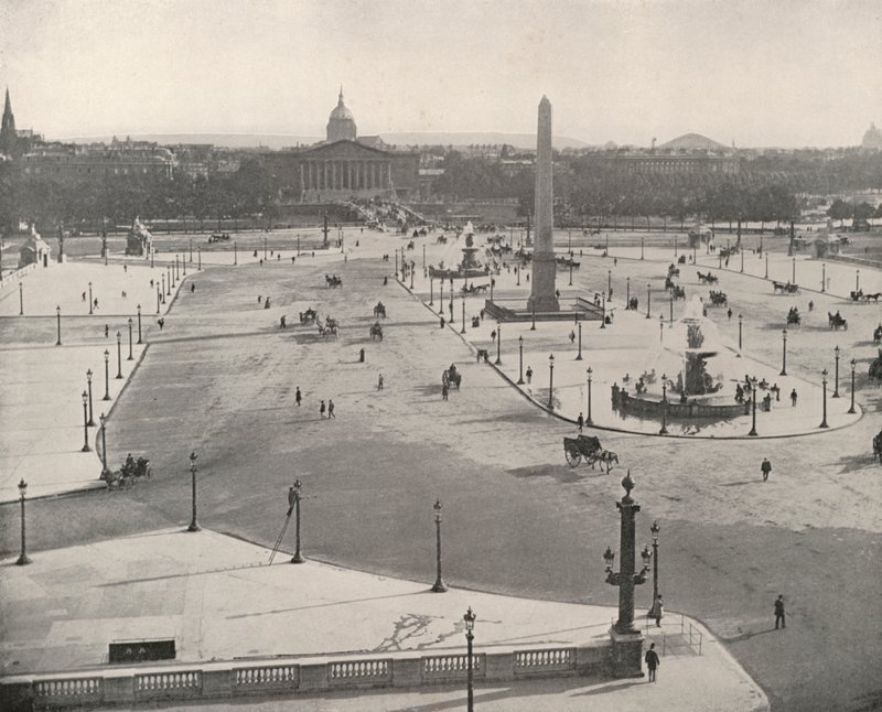 Paris: Uma Vista Sul olhando através da Place de la Concorde (foto a p/b) de French Photographer