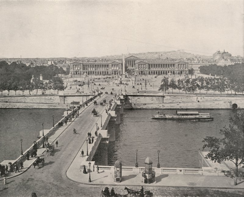 Paris: Uma Vista da Place de la Concorde, olhando para Norte (foto a p/b) de French Photographer