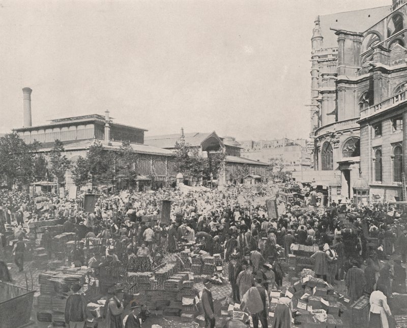 Paris: Mercado Central e Igreja de Santo Eustáquio (foto a p/b) de French Photographer