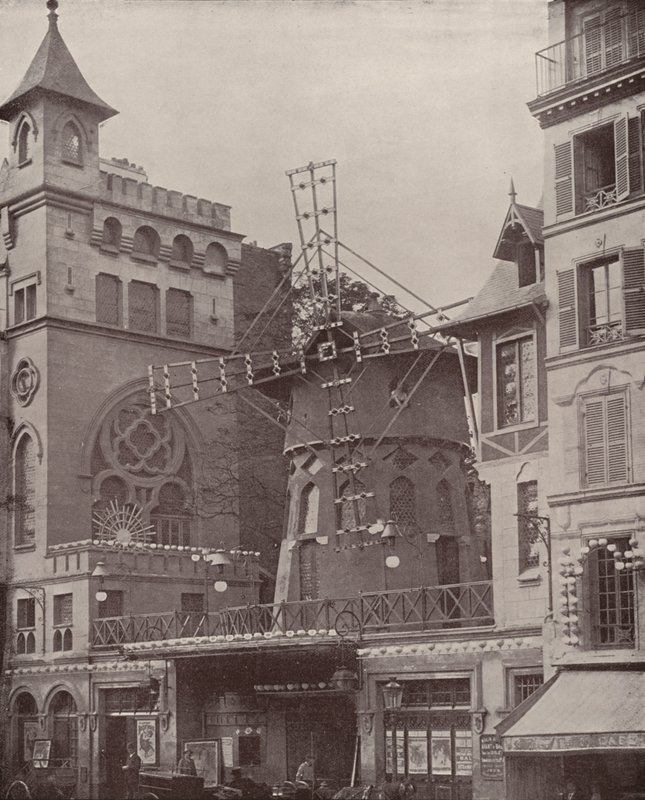 Paris: Exterior do Moulin Rouge (foto a p/b) de French Photographer