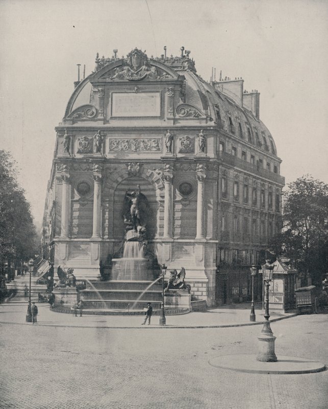 Paris: Fonte de São Michel (foto a p/b) de French Photographer