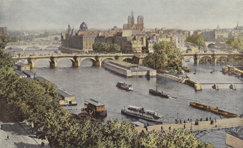 Paris, Pont-Neuf e Ile de la Cité, vista tirada do Louvre de French Photographer