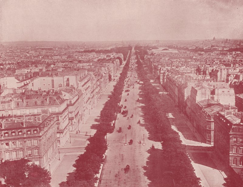 Paris: Perspectiva dos Campos Elísios (foto a p/b) de French Photographer