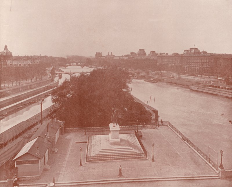 Paris: Vista olhando para Oeste a partir da Pont Neuf (foto p/b) de French Photographer