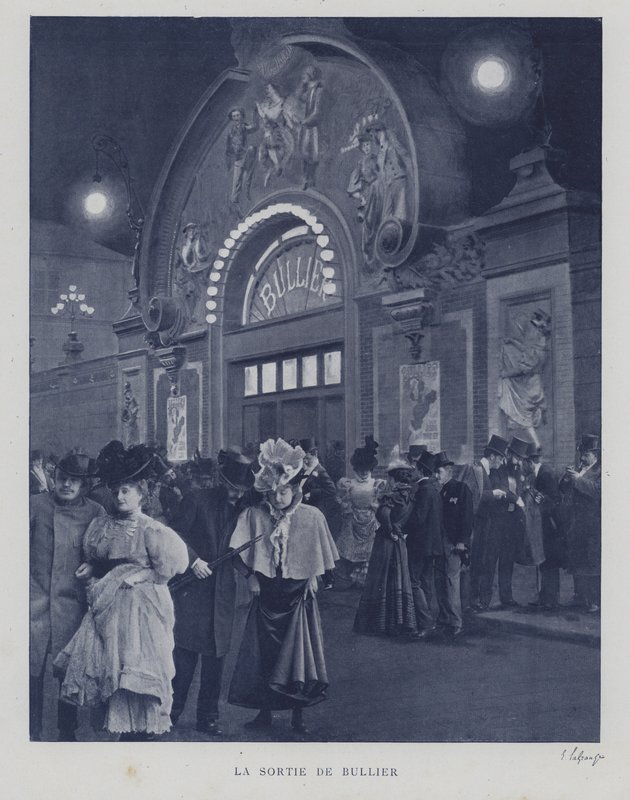 Pessoas saindo do Bal Bullier, Paris (foto a p/b) de French Photographer