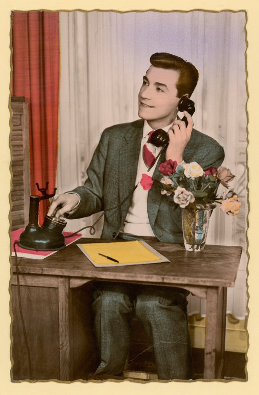 Cartão postal, caracterizando, telefone de French Photographer