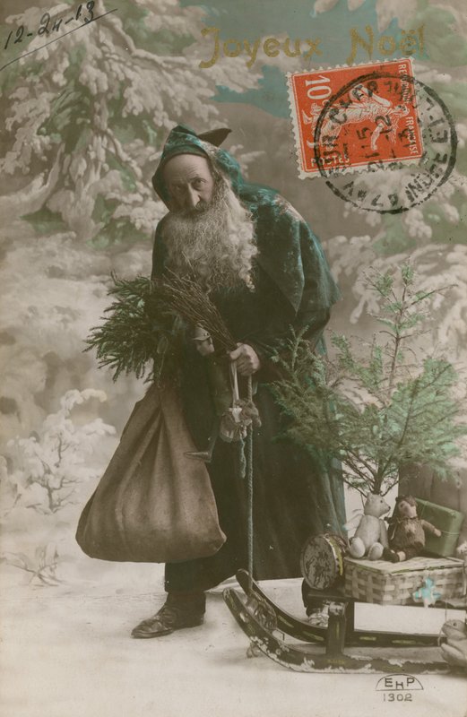 Postal do Pai Natal, enviado em 24 de dezembro de 1913 (foto colorida à mão) de French Photographer