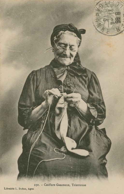 Postal de um tricoteuse, enviado em 1913 de French Photographer