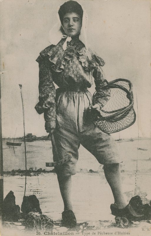 Postal de um pescador de ostras, enviado em 1913 de French Photographer