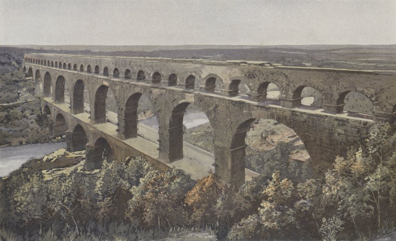 Remoulins, Ponte Romana-Aqueduto, acima de Gardon de French Photographer