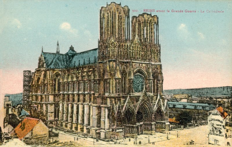 Reims, Catedral, antes da 1ª Guerra Mundial de French Photographer
