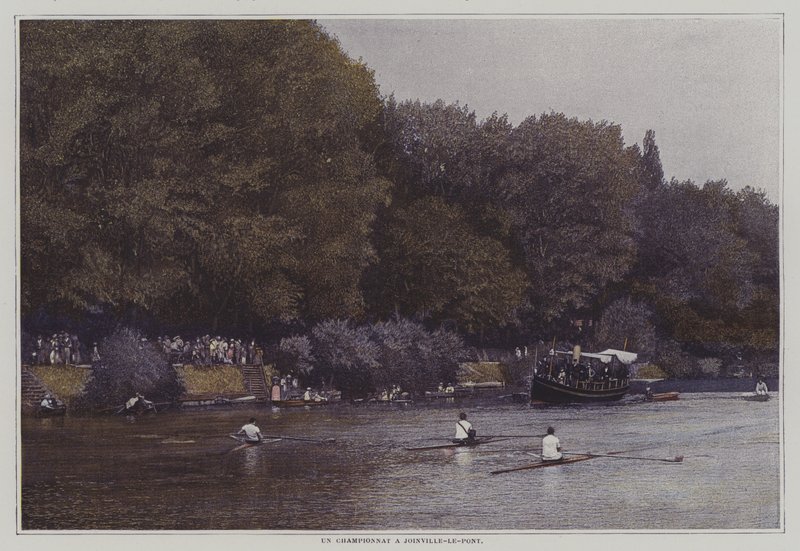Campeonato de Remo no Rio Marne em Joinville-le-Pont, França (foto a cores) de French Photographer