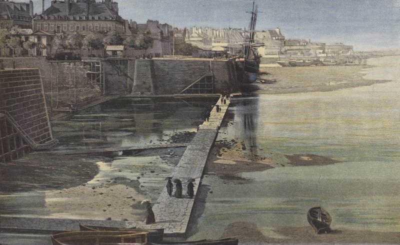 Saint-Servan, a passagem de Saint-Servan para Saint-Malo, na maré baixa de French Photographer