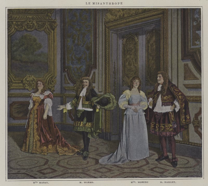 Cena de uma produção de Le Misanthrope, de Moliere (foto a cores) de French Photographer