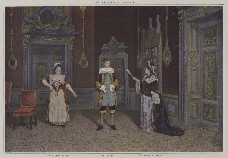 Cena de uma produção de Les Femmes Savantes, de Moliere (foto a cores) de French Photographer