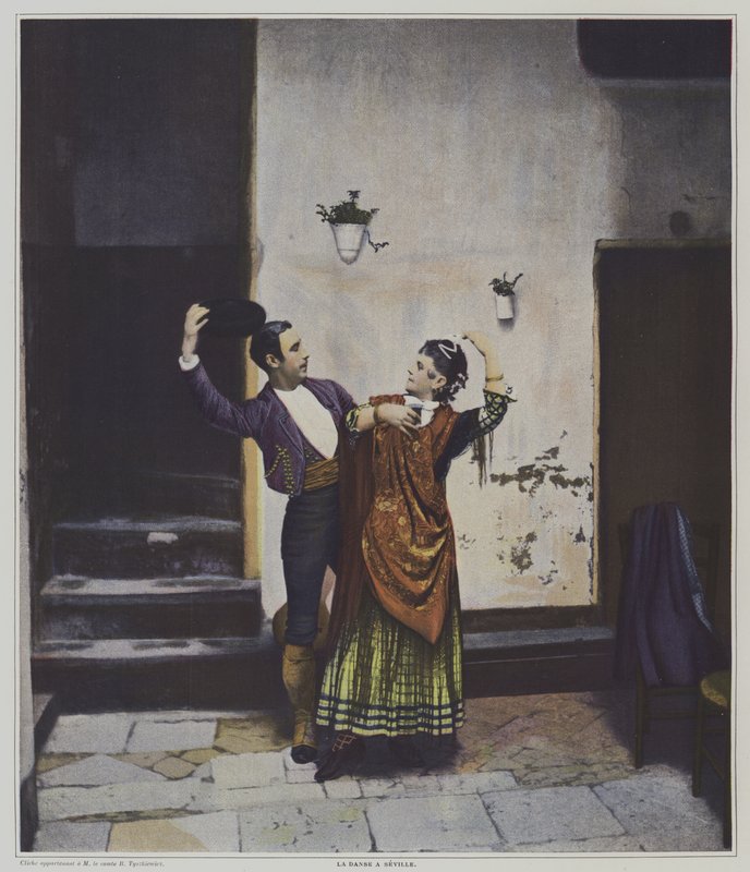 Dançarinos espanhóis em Sevilha (cor litho) de French Photographer