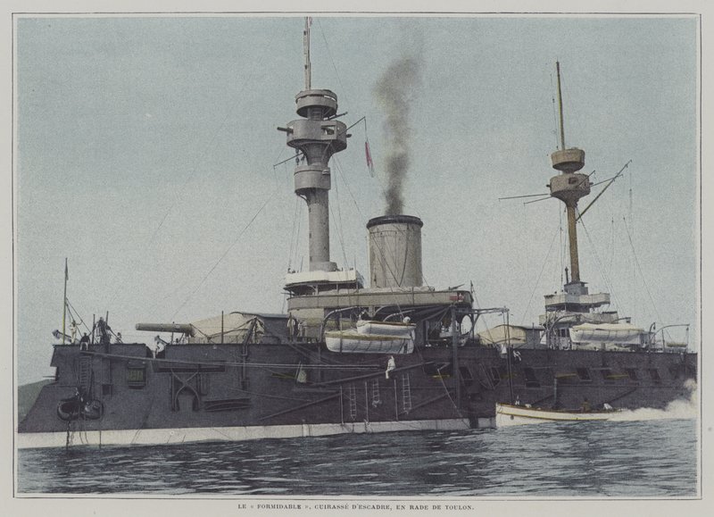 O navio de guerra Formidável no porto de Toulon (foto a cores) de French Photographer