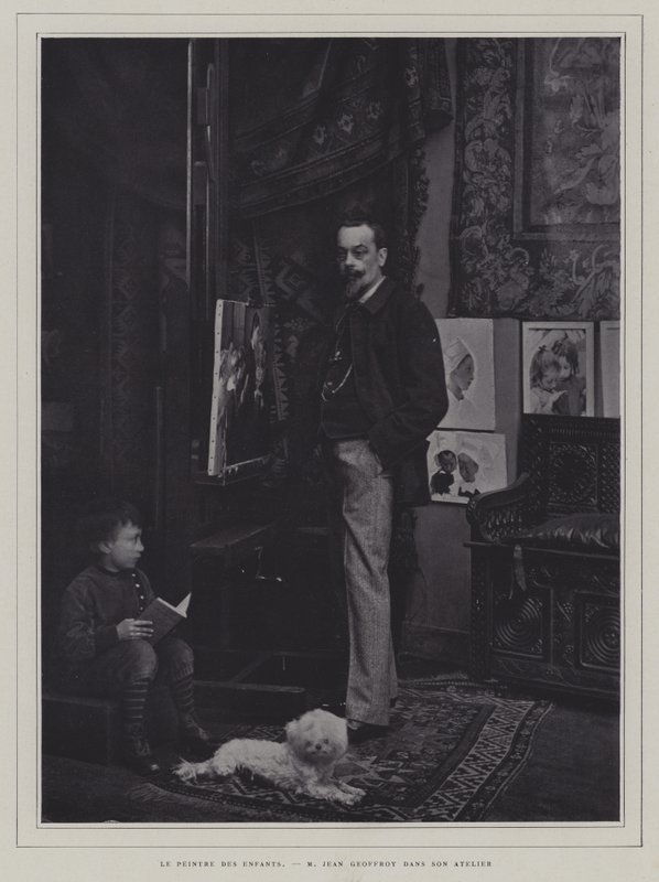 O pintor de crianças: O artista francês Jean Geoffroy no seu atelier (foto a p/b) de French Photographer
