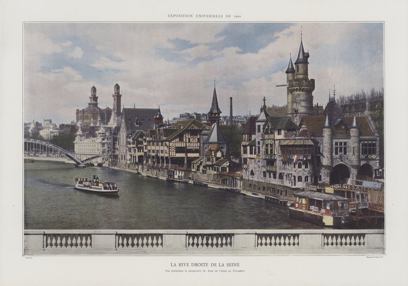 A margem direita do Sena durante a Exposição Universelle 1900, Paris (foto a cores) de French Photographer